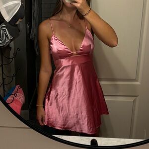 Pink silk mini dress, size S